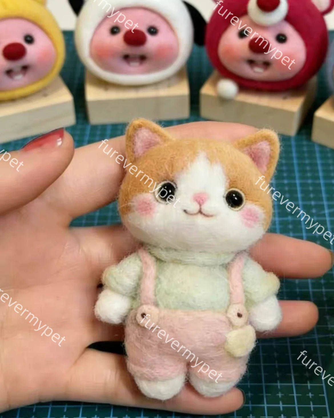 Custom Cartoon Wool Felt Pet Figurine | Cute Handmade Mini Plush | furevermypet