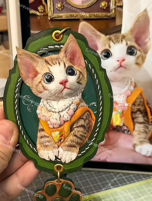 Custom Leather Carved Pet Charm | Keychain, Bag Charm & Car Hanging Ornament | furevermypet