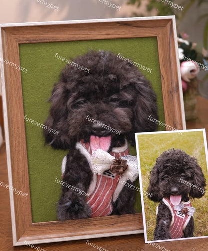 Custom Wool Felt Pet Portrait (Relief Style) in Wooden Frame | furevermypet