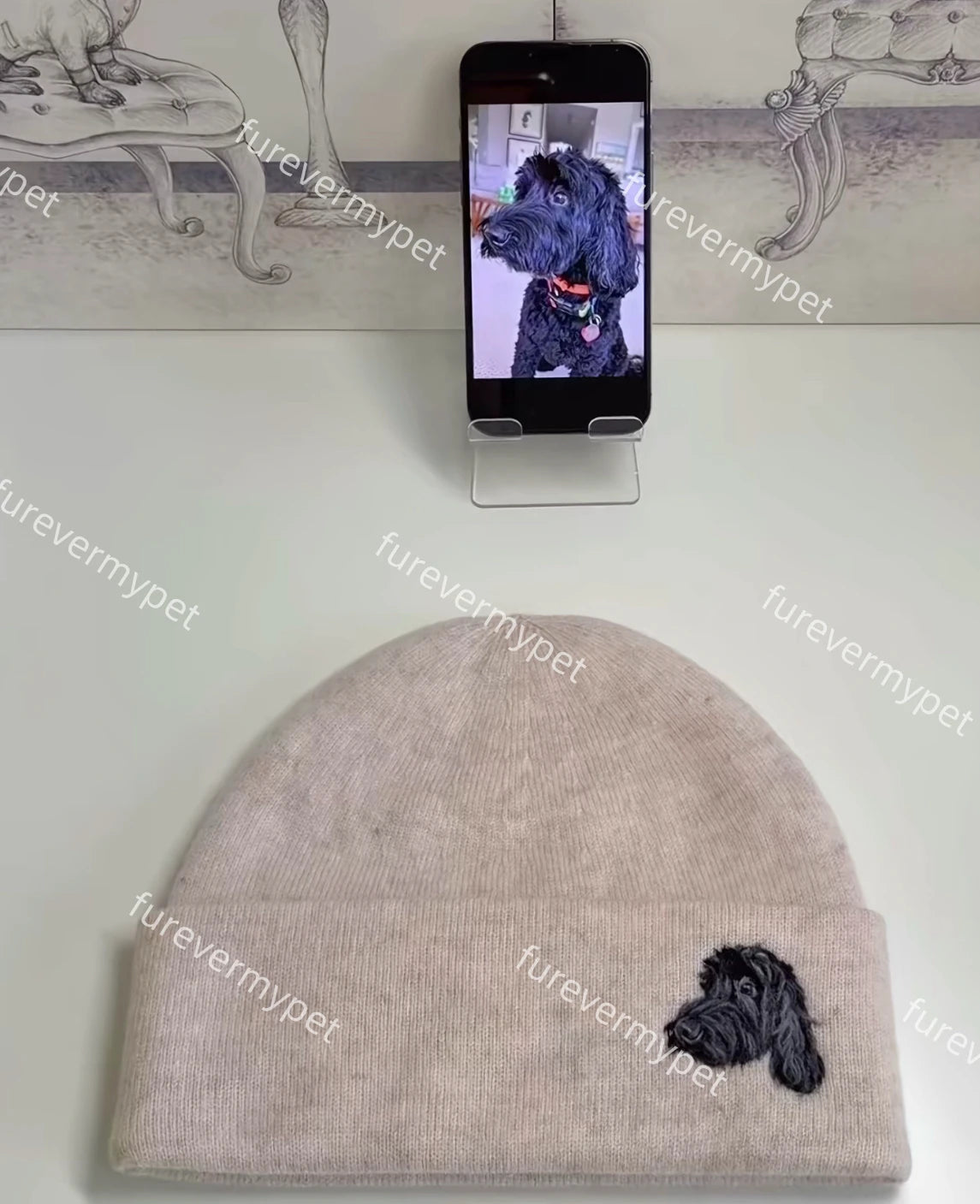 Custom Embroidered Pet Portrait Beanie | furevermypet