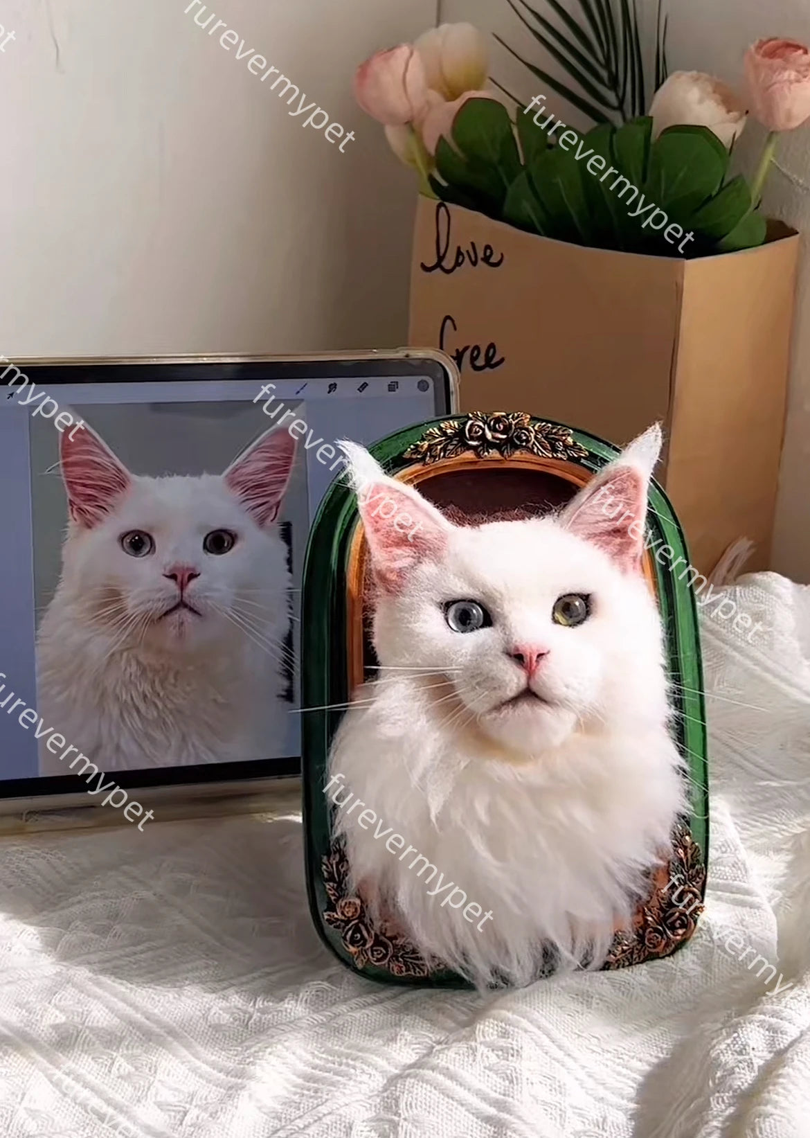 Personalized Pet Plush Clone with Wooden Frame | furevermypet