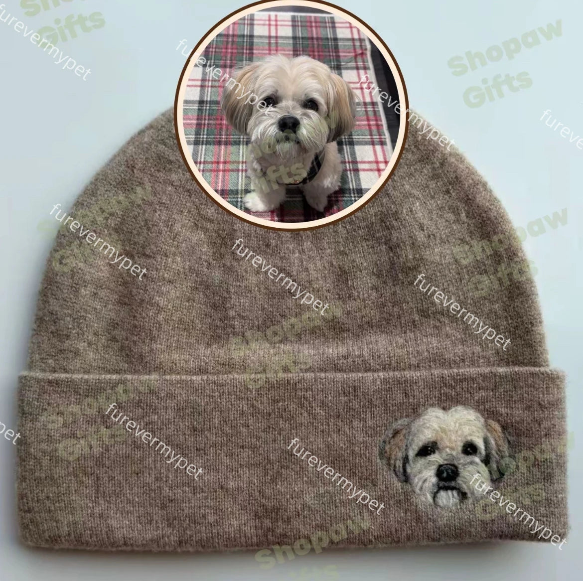 Custom Embroidered Pet Portrait Beanie | furevermypet