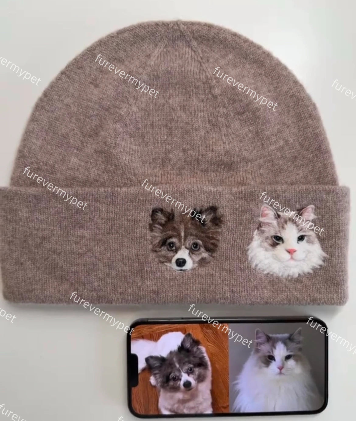 Custom Embroidered Pet Portrait Beanie | furevermypet